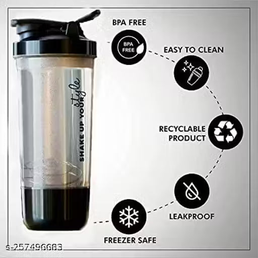 600ML Pro Gym Shaker Bottle with Cyclone Mixer | 100% Leak Proof, BPA Free Protein Shaker (Pack of 1)