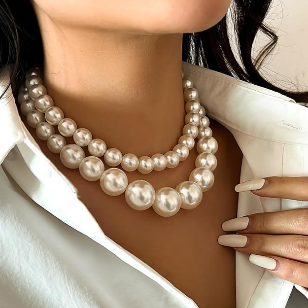 Giant Pearl Double Layer Necklace