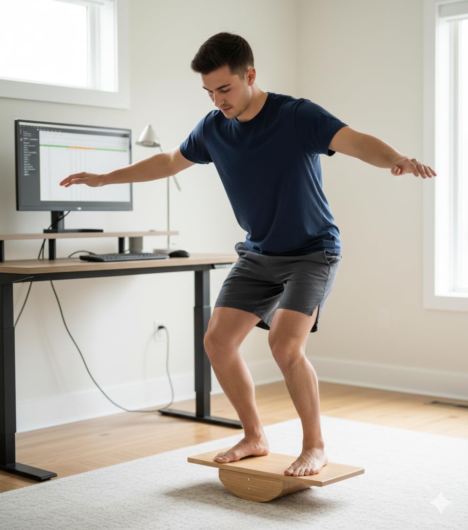 ABTRIX WITH AB Foot Rocker Balance Board 51 cm | Wooden Leg Exerciser for Physical Therapy, Ankle and Calf Stretching, Core Stability and Rehabilitation | Beige