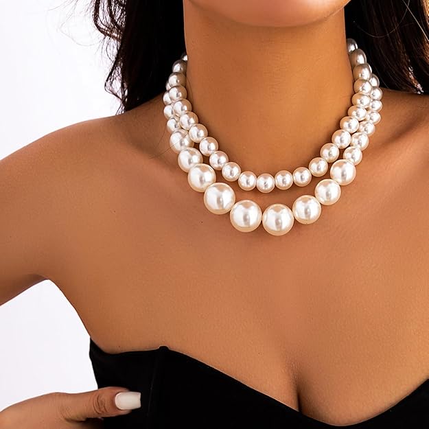 Giant Pearl Double Layer Necklace
