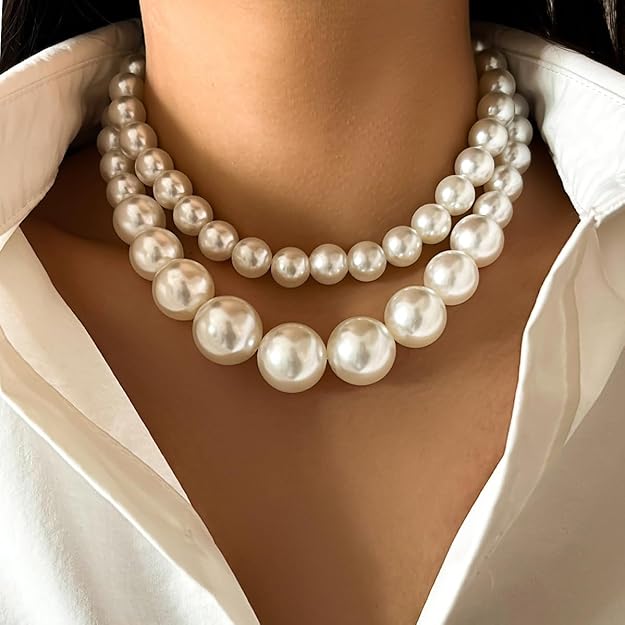 Giant Pearl Double Layer Necklace