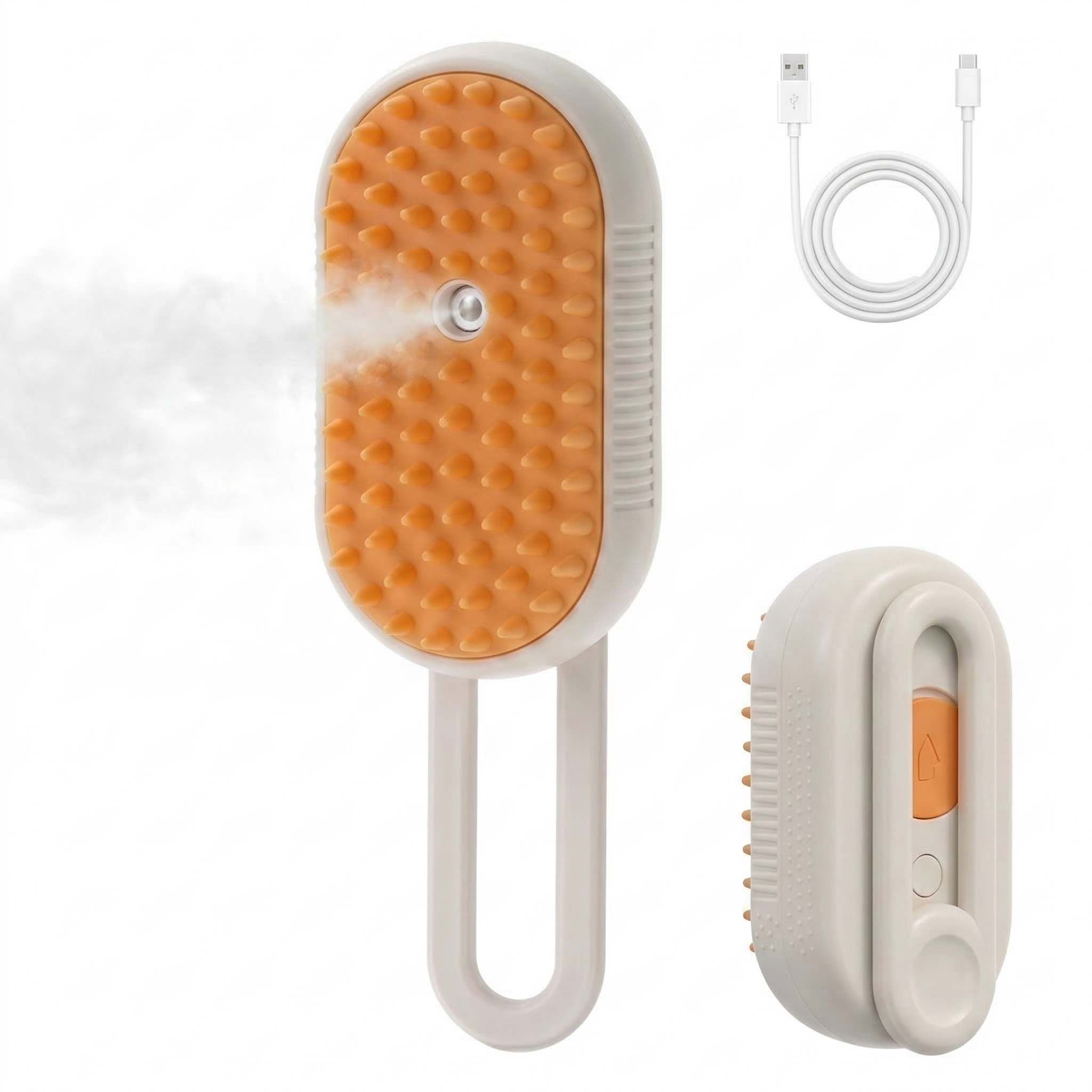 3-in-1 Self Cleaning Dog & Cat Slicker Brush – Steam Grooming, Pet Hair Remover & Massager