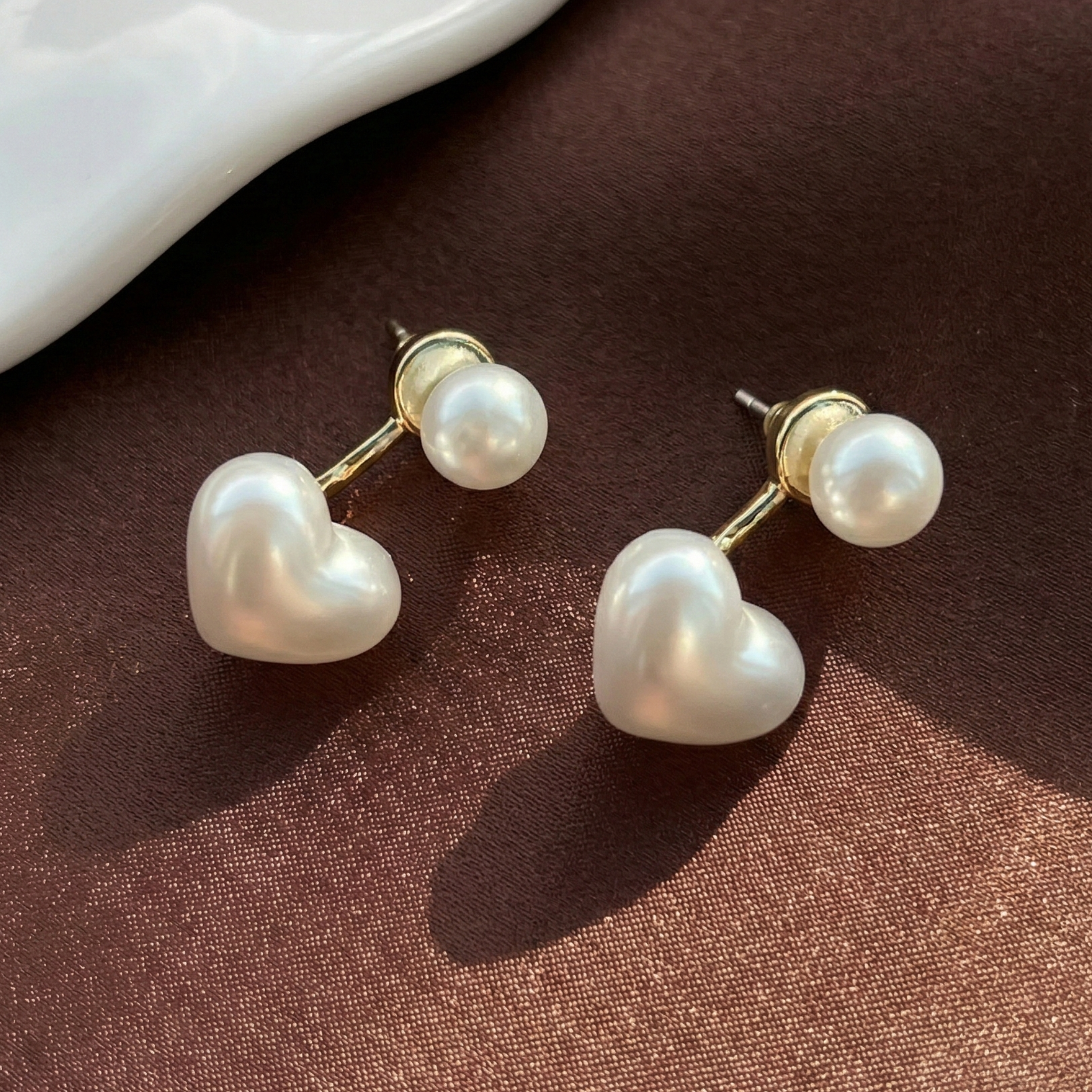 Heart Shaped Pearl Earrings