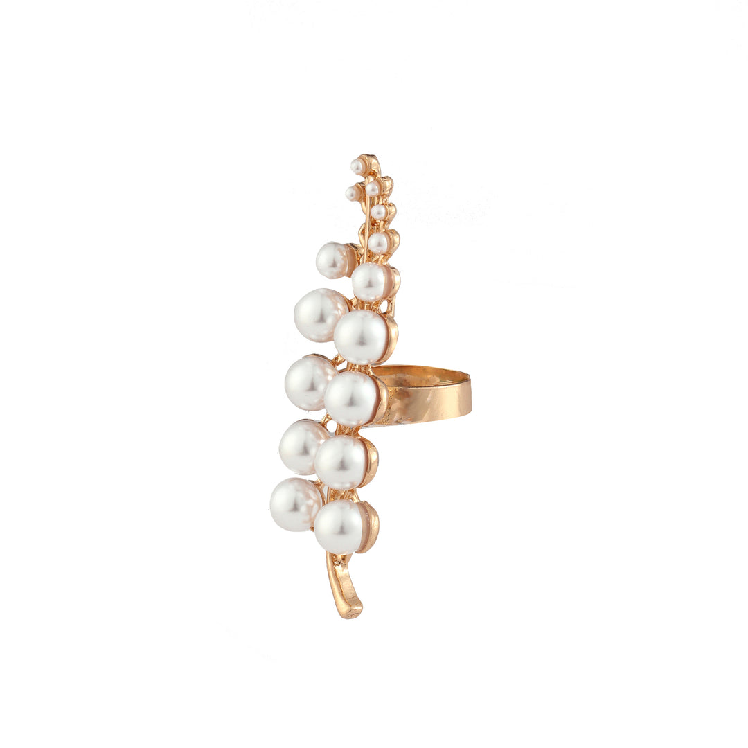 Feather Shaped Pearl High Fashion Ring