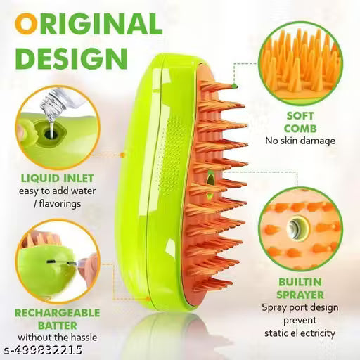 3-in-1 Steam Pet Grooming Brush for Dogs & Cats – Self-Cleaning Deshedding & Massage Comb