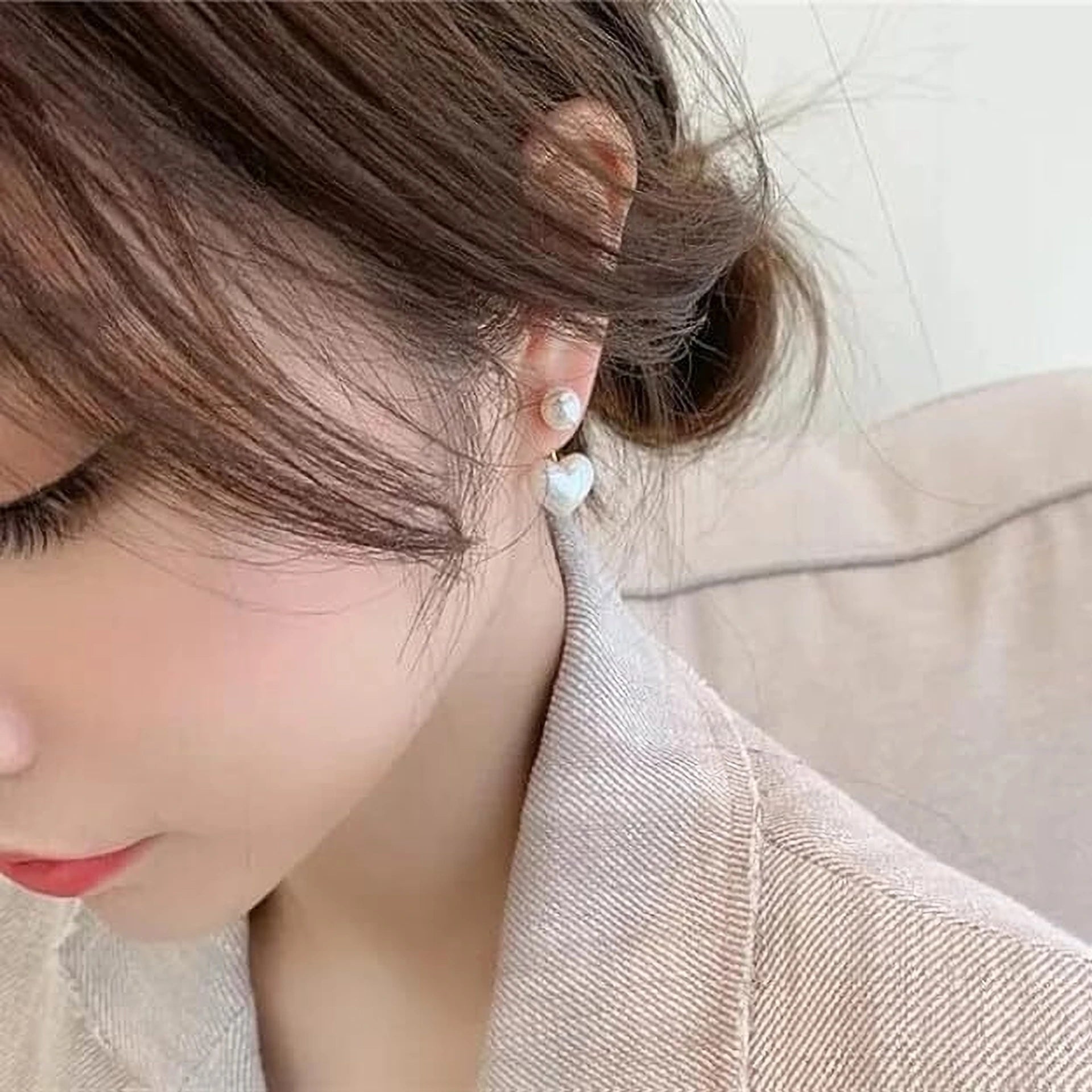 Heart Shaped Pearl Earrings